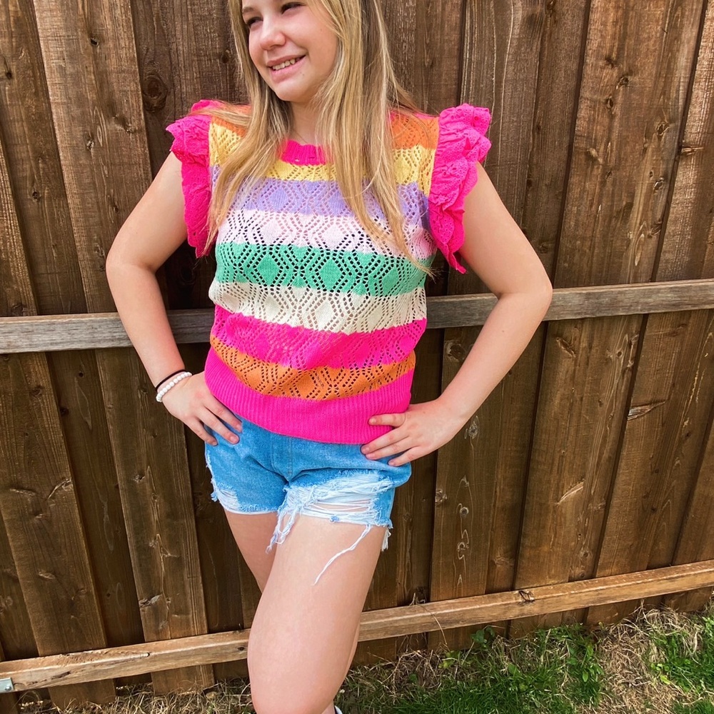 NWT Bibi Colorful Striped Knit Top